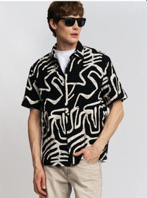 Resim Zolla Erkekler İçin Baskılı Kısa Kollu Gömlek 437028886 Siyah 