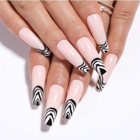 Resim Doğal & Narin Görünümlü 24'lü Takma Tırnak Seti Zebra Desenli Tam Kapatan Yapma Tırnak Takımı 