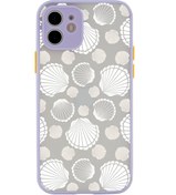 Resim butikcase Iphone 11 Lüx Kamera Lens Korumalı Çoklu Deniz Kabuğu Desenli Lila Telefon Kılıfı 