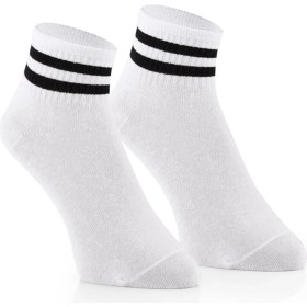 Resim Sporfashion Bayan Beyaz Soket Çorap Siyah Çizgili 