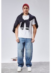 Resim Cedy Denim Cedy Denım Yüksek Kalite Erkek Yüksek Bel Skater Baggy Jeanpantolon C362 Açık Mavi 