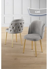 Resim Canisa Zae Serisi 90x168 Lak Panel Siyah Mermer Desen Gold Ayak Masa Takımı 6 Gri Sandalye Masa Siyah Mermer Desen Sandalye Gri 