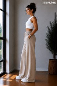Resim LAVİNİM Kadın Keten Oversize LooseFit Rahat Pantolon 