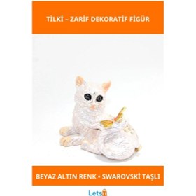 Resim Swarovski Taşlı Altın Rengi Zarif Tilki Figürü 1 Adet 