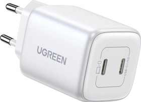 Resim Ugreen Nexode 45W USB Type-C QC 4.0 PD GaN X 2 Portlu Hızlı Şarj Cihazı Beyaz 