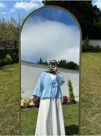 Resim SAMSA önü bağlamalı 2 bağcıklı kimono gömlek modern tesettür şık yeni sezon etek üstü kimono 