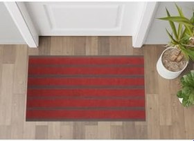 Resim KARMAT Kapı Önü Paspası, 6 Şeritli Halılı Paspas, Toz Ve Nem Alıcı Paspas, Bordo, 45 * 70 BORDO-45 x 70 