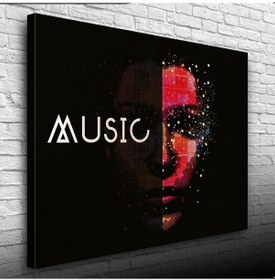 Resim Music Afiş Siyah Kırmızı Tonlarda Kanvas Tablo 50 X 70 
