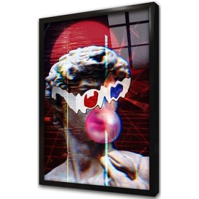 Resim David Glitch Çerçeveli Cam Tablo-173364 