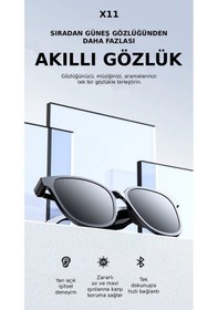Resim X11 Akıllı Güneş Gözlüğü Siyah Polarize Android İos Uyumlu Bluettoth Kulaklık Gözlük Çift Hoparlör Siyah 