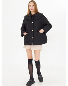 Resim Çıtçıtlı Kapitone Ceket Siyah 