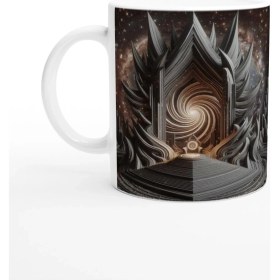 Resim Oğlak Burcu Baskılı Kahve Kupası - Galaktik Taht Odası Temalı Vs3 