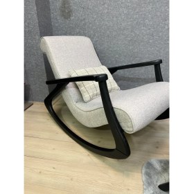 Resim Asedia Ekol Siyah Gri Ahşap Sallanan Sandalye Dinlenme Emzirme Baba Tv Okuma Uzanma Koltuğu Berjer 