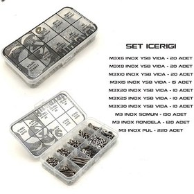 Resim 595 Parça M3 İnox YSB Vida Somun ve Pul Seti 