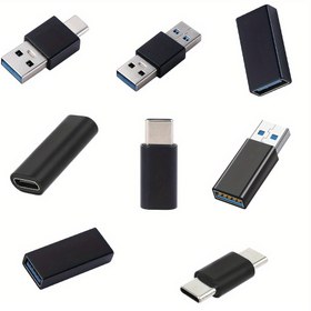 Resim 8 adet USB-C'den USB 3.0 Adaptör Seti, Dayanıklı Tip-C ve USB Erkek/Kadın Bağlantıları, Veri Transferi ve Şarj Dönüştürücüsü ile 