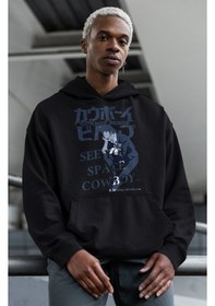 Resim Sevbano Cowboy Bebop Space Cowboy Baskılı Unisex Oversize Anime Karakter Siyah 