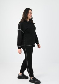 Resim Kadın Büyük Beden Ters Dikişli Eşofman Takımı 8082 - 3XL / Mor 
