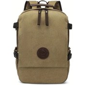 Resim Fochsia Büyük Kapasiteli Şık Vintage Dayanıklı Khaki Canvas Sırt Çantası Erkek Seyahat Öğrenci Laptop Haki 