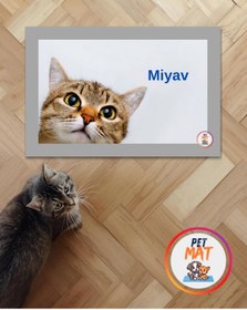 Resim MEVESE Petmat Kedi Mama Paspası , Kaymaz Taban , Yıkanabilir , Evcil Hayvan Paspası 006-G 