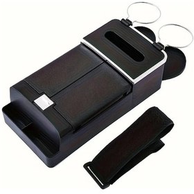 Resim Cloud011 Geniş Kapasiteli Siyah Araç Konsolu Düzenleyici İki Kapaklı Ve Bardaklık 