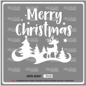 Resim Merry Cristimas Yavru Ceylan Yılbaşı Sticker Süs Cam Kar Tanesi Yapıştırma 
