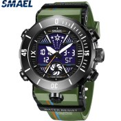 Resim Hanyang Armygreen Smael Üst Marka Spor Erkek Saatler Askeri Kuvars Izle Adam Su Geçirmez Kol Saati Erkekler Için Saat Şok Relogios Masculino 8051 (Yurt Dışından) 