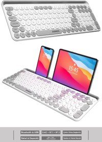 Resim Everest Ekw-28 2.4g Bluetooth Bt1 Bt2 Çoklu Cihaz Bağlantılı Ulta Ince Q Mac-wın-ıos-android Kablosuz Klavye 