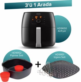 Resim Philips Airfryer XXL FRİTÖZ 7.2 LİTRE + Pişirme Seti + Izgara Seti 3'ü 1 Arada Set 