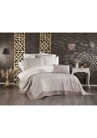 Resim Vnl Butik Yatak Örtüsü Çift Kişilik Pera Vizon Renkli 