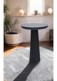 Resim Simillo Wood Wooden Ahşap Tekli Mantar Yan Sehpa Modern Siyah Renk Fiskos / Çiçeklik Siyah 