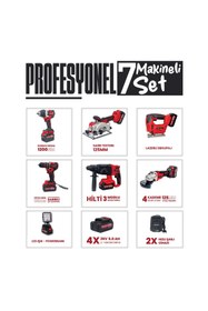 Resim ADDEN ADN-SET-0005 Profesyonel 7’li Şarjlı El Aleti Seti 