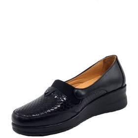 Resim Castle Black 42767-1 Kadın Günlük Hakiki Deri Ortopedik Ayakkabı Siyah 