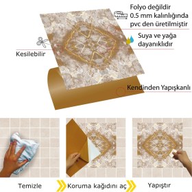 Resim Tink Kendinden Yapışkanlı Kesilebilir Mermer 002 Desenli Pvc Karo 30 x 30 cm (11 Adet) 1m2 