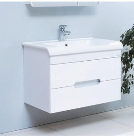 Resim Denko Tuana 80 Cm Mdf Beyaz Banyo Dolabı Alt Modül Ve Lavabo Beyaz 