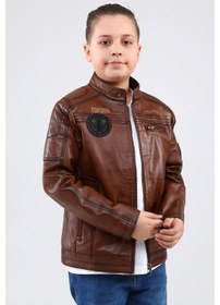 Resim Erkek Hakiki Deri Çocuk Mont (544936535) Kahverengi 