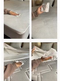 Resim Adarya Home %100 Örme Pamuk Fitted Full Kenar Sıvı Geçirmez Yatak Koruyucu Alez Beyaz 200 x 200 Beyaz 