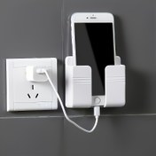 Resim 1 adet Duvara Monte Cep Telefonu Tutucu, Yapışkan PC Malzemesi, Delme Olmadan, Uzaktan Kumanda Depolama, Diğer Plastikten Üretilmiş, Banyo, Mutfak, Otel Yanı Başucu için - Akıllı Telefon Şarj İstasyonu 