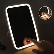 Resim Taşınabilir Dokunmatik Algılama LED Makyaj Aynası, 3 Aydınlatma Modu (Sıcak/Beyaz/Diyagonal), Ayarlanabilir Parlaklık, Seyahat Dostu ve Kompakt Tasarım | Cilalı Bitiş, Düğme Kontrolü, Pil ile Çalışır, Makyaj Aynası, Şık Modern Görünüm, Dokunmatik Yüzey 