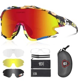 Resim Queshark Polarize Anti-Uv Outdoor 4 Lens Ultra Hafif Spor Motorsiklet Bisiklet Güneş Gözlüğü 