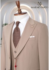 Resim Marmo Sarto Yelekli Takım Elbise Açık Kahverengi Açık Kahverengi 