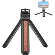 Resim Puluz Kakma Ahşap Masaüstü Vlog Canlı Tripod Tutucu, Tripod Başlı Siyah 