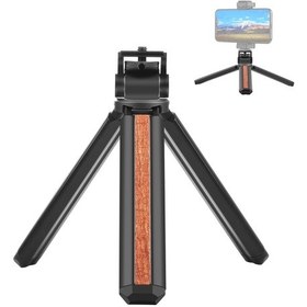 Resim Puluz Kakma Ahşap Masaüstü Vlog Canlı Tripod Tutucu, Tripod Başlı Siyah 