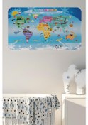 Resim Eğitici Dünya Haritası Dünya Atlası Çocuk Ve Bebek Odası Duvar Sticker-60x105-3779 - Renkli Çok Renkli 