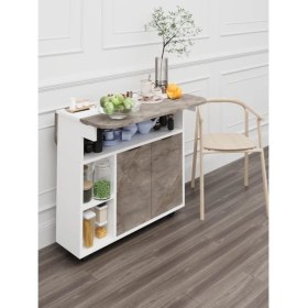 Resim Moka Park AVM Kelebek Çok Amaçlı Mutfak Masası Yemek Masası Oval Katlanabilir Tekerlekli Dolaplı Kapaklı 