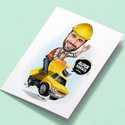 Resim İş Kamyonundaki Erkek Karikatürlü Tebrik Kartı 
