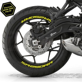 Resim Rks Qj Motor Srk 250rr Motosiklet Jant İçi Sticker Etiket Modeli Neon Sarı Yeşil 