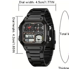 Resim Oldfriend Siyah Beyaz Sanda Erkek Spor Saati Kronometre Çift Zaman Dilimi Alarm 50m Su Geçirmez Diğer 