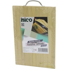Resim MERİVİA 22X32 x 1.7cm Lux Ahşap Bambu Kesim Panosu - Kesme Tahtası Metal Kulplu (5405) 