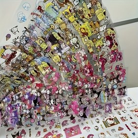 Resim 1000 Adet Sanrio Sevimli KT Kedi Uzun Şerit PET Etiketler Kesintisiz Dekoratif Çıkartma Malzemesi Moda INS Tarzı ile Laptoplar, Cep Telefonları ve Hediyeler için Uygun 