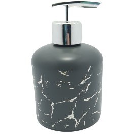 Resim Çukurova Avm Cam Sabunluk Siyah-Gümüş Desen 350 ml 